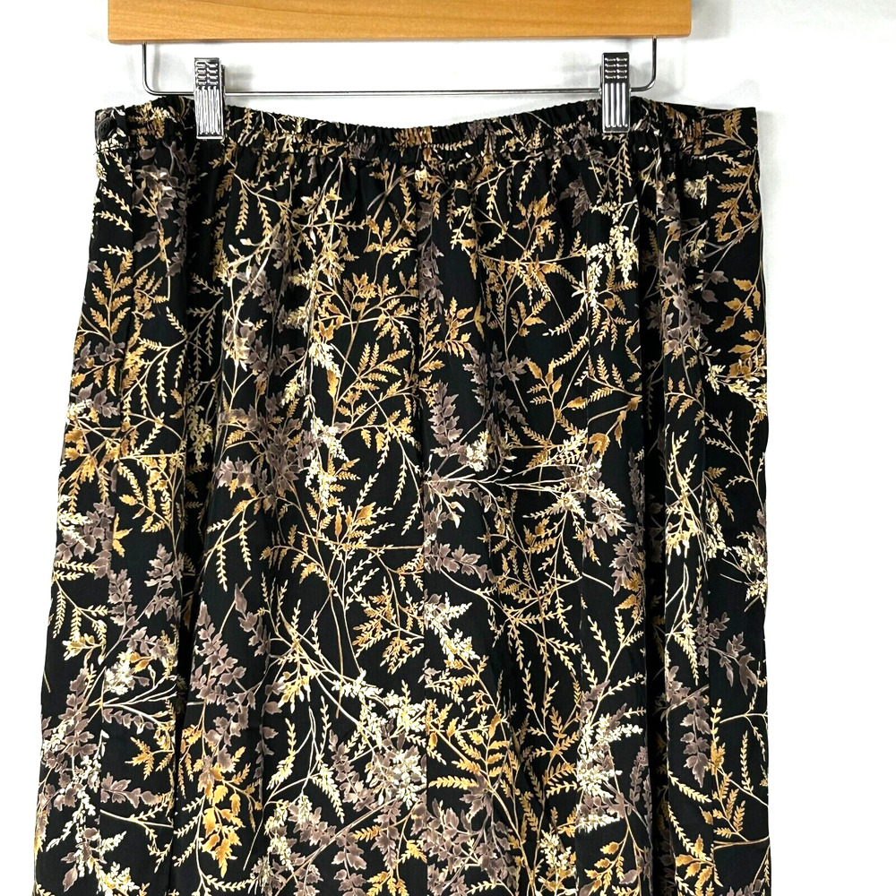 First Option Too Long Skirt Womens 1X Black Yellow All Over Print Elastic Waist - Picture 7 of 10